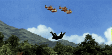 Toho made two Kong movies, and they awkwardly air-lifted him in both. Micro-trope?